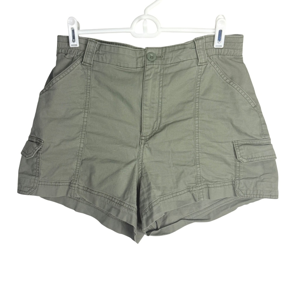 Hollister Ultra High-Rise Mom Shorts Olive Green Cargo Utility Womens Medium